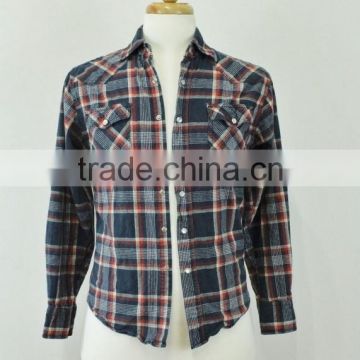 Li Dong Blue Plaid Western Button Front Long Sleeve Shirt Mens