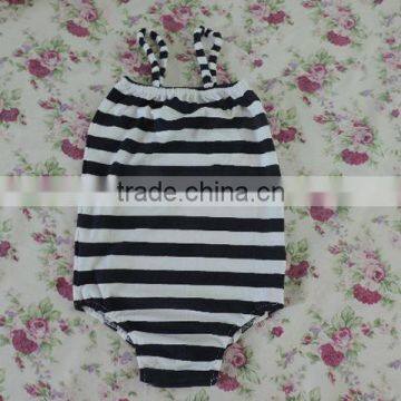 Hottest Selling Infant Custom Swimwear Black and White Stripes Gallus Cotton Backless Swimwear Fresh Swimwear Top Popular Summer photo-2