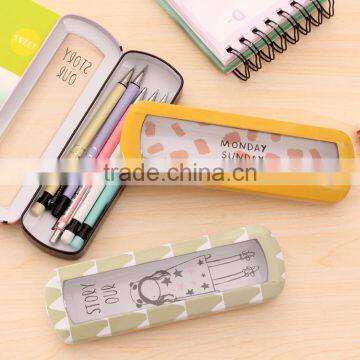 R1955H Creative Kawaii Animal Fruit Pattern Iron Metal Transparent Window Pencil Case Box for Pen Stationery Style Kids Gift photo-3