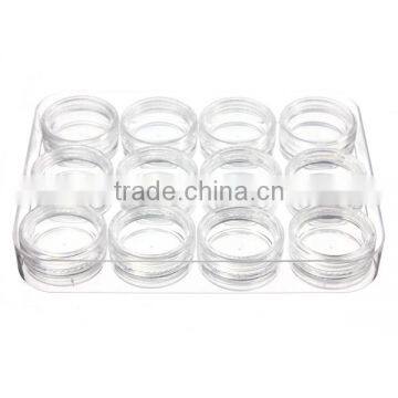 Excellent New 12x9x1.6cm Plastic Box For Jewelry Beads Pills Storage & 12 Round Organizer Containers Jars Bottle Best Promotion photo-2