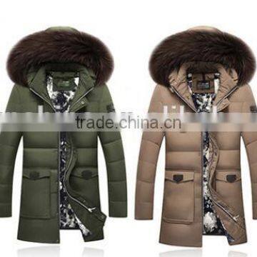 2016 Custom Wholesale Fashion Long Fur Hood Men Russian Winter Coat