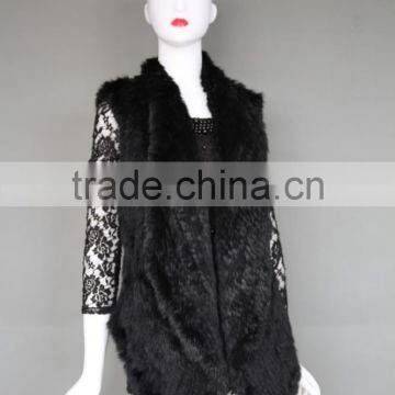 High Quality Long Fur Vest /Knit Fur Gilet With Rabbit Traps/ Nice Workmanship