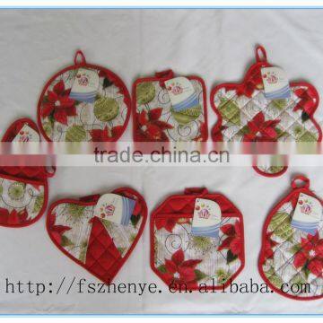 Printed 100 % Cotton Round Square Star Circle Shape Pot Holder in Oven Mitten photo-6