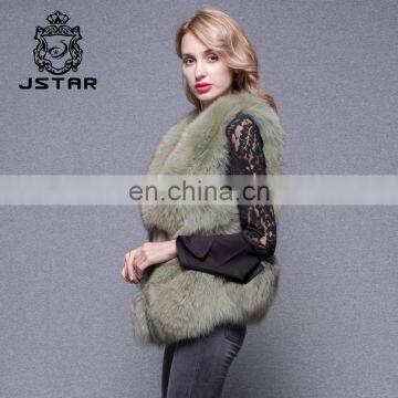 Fur factory wholesale fashion fox fur women's middle vest