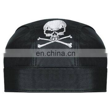 HMB-901T LEATHER SKULL CAP DURAG HEAD WRAP BANDANA SKULLCAP HATS SCARF SKELETON STYLE