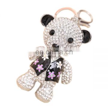 Fashion Promotional Bejewelled Crystal Golden plated Metal Rhinestone teddy bear Keychain MCKC-0001