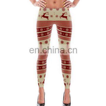 christmas deer snow printed women sportswear workout leggings