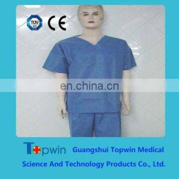 Blue disposable PE PP SMS non-woven surgical Gown