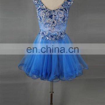 Bling Bling Ice Blue Short Puffy Homecoming Dress Made in China photo-2