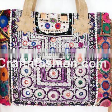 Exclusive Fashionable Women's Leather Fringe Tote Bag- Vintage Banjara Gypsy Tribal Leather Fringe Bag- Ethnic Boho Leather Bag photo-2