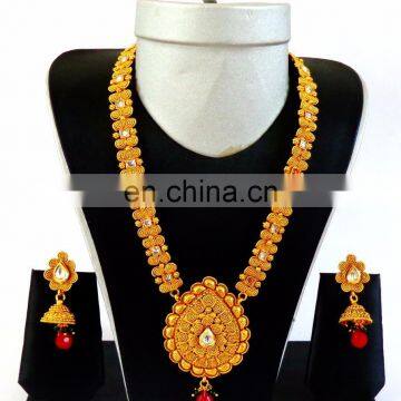 Wholesale Traditional Jewellry -One Gram Gold Plated Indian Jewellry Laxmi Temple Long Coin Jewelry