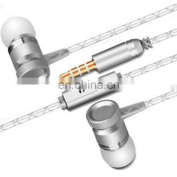 Braided wire Metal Super bass HIFI earphones for mobile phones