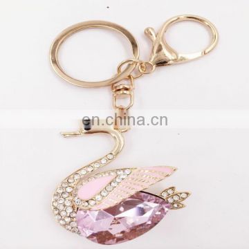 Swan Goose Keyring Animal Lovely Rhinestone Crystals Purse Bag Key Chain