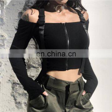 Hot Wholesale Women's Ladies Sexy Skinny Long-sleeved Knitted Bottoming Crop Top