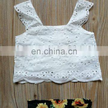 Baby Girls Sunflowers Outfit Summer Toddler White Lace Tops & Shorts 2pcs Set for 0-3T photo-5