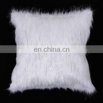 Custom Latest Design Pink Cover Fur Plush Body Car Waist Cushion /pillow Shaggy Faux Fur Cushion With Metallic Yarn photo-3