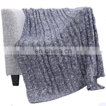 Factory Price Solid Color Navy Cable Knitted 100%Acrylic Blanket photo-6