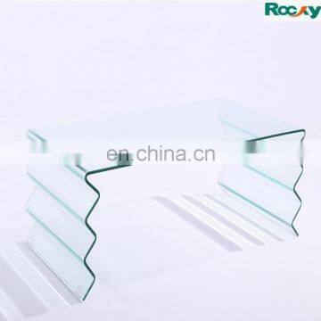 hot sale modern type wavy clear bent glass coffee table