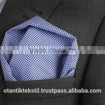 Blue White Checked Custom Pocket Square, Manufactoring Hankercheif,