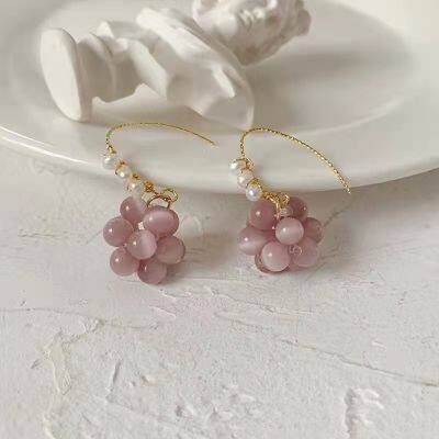 Purple opal grape earrings