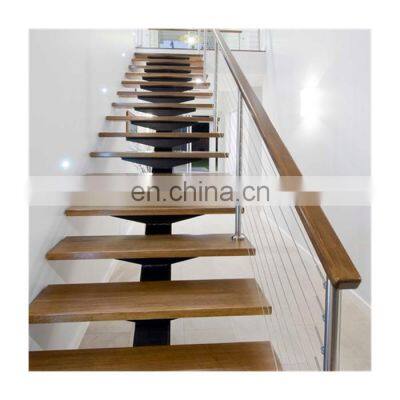 Elegant design indoor mono stringer U shape wooden staircases for small spaces