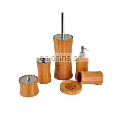 Bamboo series 5pcs bathroom decoration sets with toilet brush dispenser