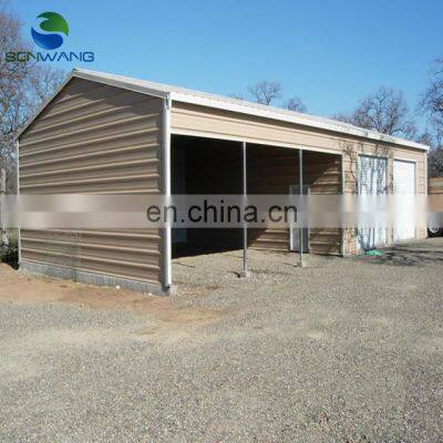 Low cost galvanized white color prefab steel structure car garage