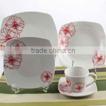 20 Pcs Porcelain Dinner Set Direct Supply Form Factory Ceramic Square Shape Dinner Setceramic Dinner Plate and Soup Bowl