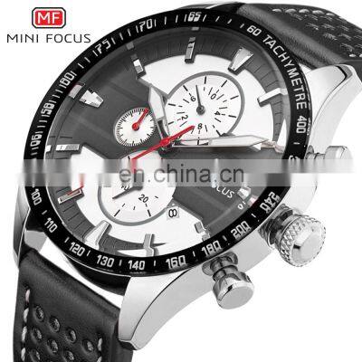 MINI FOCUS MF0002G 2018 New Fashion Big Dial Calendar Chronograph Analog Men Business Watches Luxury Leather Strap Dual Display photo-5