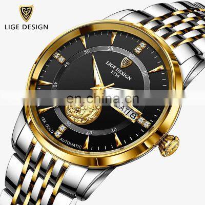 Lige 6806 Luxury Automatic Mechanical Waterproof Lige New Fashion Water Resistant Watch Men