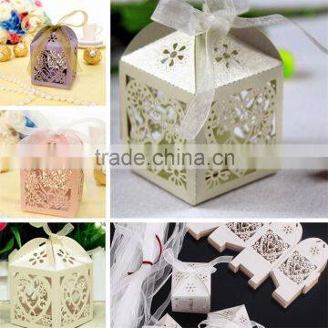 China High Quality Wedding Favors Purple Heart Laser Cut Box for Candy