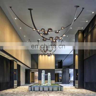 Vetrart Blown Glass Black Finish Decor LED Design Chandelier Modern Pendant Glass Ceiling Lamp