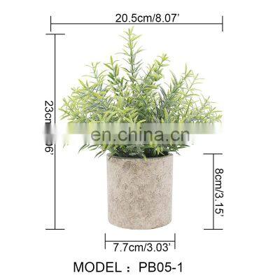 Wholesale 3 Pieces Artificial Eucalyptus Potted Plastic Plants Mini Green Plants For Office Desk Decoration Bonsai