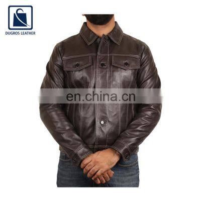 Factory Direct Sale Good Quality Elegant Design Stylish Look Genuine Leather Jacket for Men photo-5