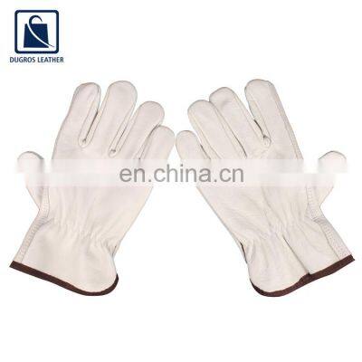 White Color Straight Thumb Color Binding Fashionable Leather Gloves Supplier photo-4