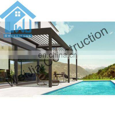 Manufacture modern balcony backyard outdoor rainproof aluminum louver garden pergola with curtain