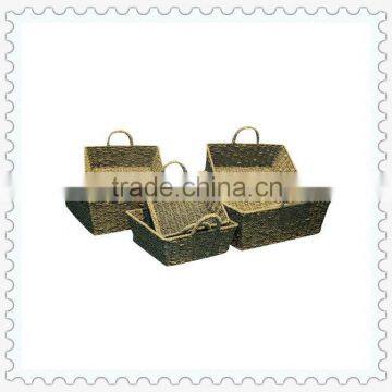 S/6 woven seagrass rectangular wire egg storage basket with handles