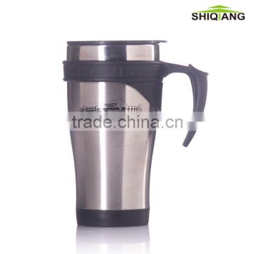 400ml double wall stainless steel travel mug tumblers with plastic handle