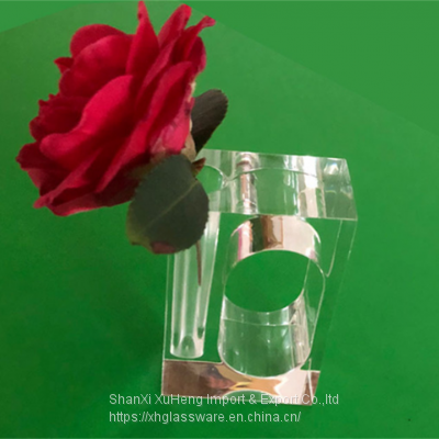 New Design Clear Acrylic Napkin Rings With Standing Bud Vase Flower Napkin Rings Holder For Wedding Table photo-2