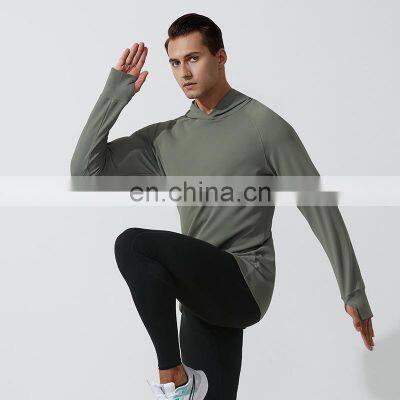 Hot Selling Men's Casual Jogging Sports Hoodie Thumb Hole Quick Dry Long Sleeve Workout Fitness Pullover Gym Shirt Clothes photo-3