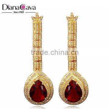 Bridal Jewellery 18K Gold Plated Women Luxury Clear Color Cubic Zirconia Drop Earrings