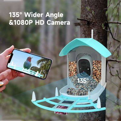 Ringsee Bird Feeder Camera Solar Power 1080P Bird Watching APP Auto Night Vision Detector Video Bird Feeder with Camera