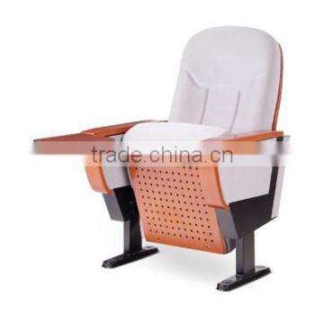 Auditorium chair with microphone and translation