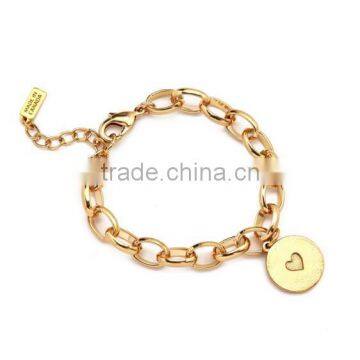 Fashion Bracelet For Women, Stainless Steel Gold Chain Heart Bracelet