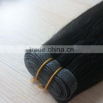 thick end black natural black color handtied Seamless PU skin weft brazilian human hair