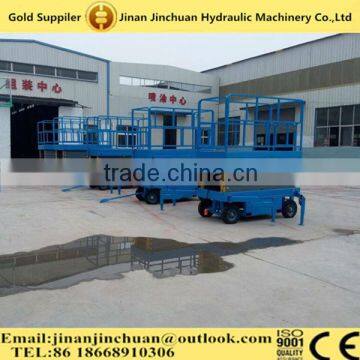 12m four wheel moving type hydraulic scissor hydraulic lift platform