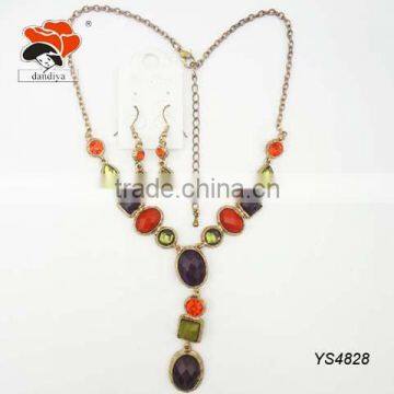 Europe Jewelry Style Mix-color Different Geometric Patterns Combine,Facete Necklace Earrings Set