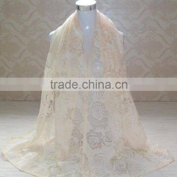 Wholesale New High Grade Lady Fashionable Hollow Rose Flower Lace Scarf Quality Choice
