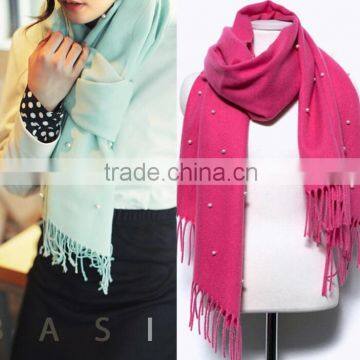 Wholesale New Tassel Wool Acrylic Pearl Fashion Ladies Shawls and Scarves Pashmina