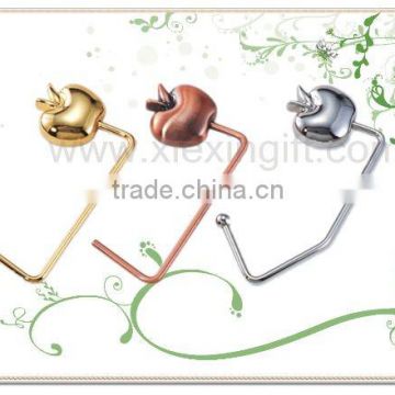 Gold apple Bag hanger,Fashion Metal Hook